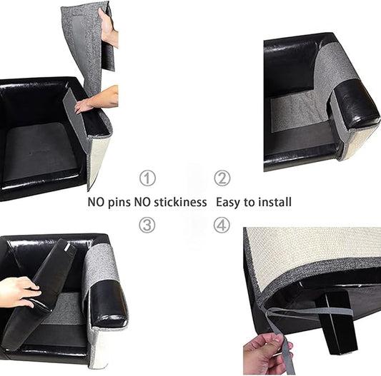 Cat Scratcher Couch- Natural Sisal Furniture Protection from Cats - Corner cat Scratcher for Couch,Chair,Sofa - Easy Installation (Khaki Sofa Right armrest)