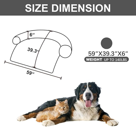 Calming Dogs/Cats Bed Mats, Dog Pad Washable Removable Couch Cover, Plush Long Fur Mat for Pets, Waterproof Lining, Perfect for Small, Medium and Large Dogs and Cats (Dark Gray, 59"x39")