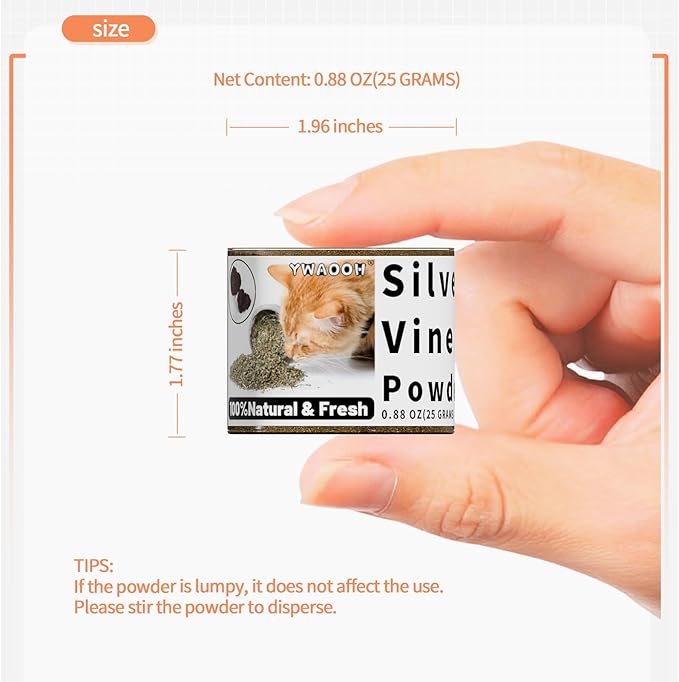Cat Toys - Silvervine Powder for Cats, 100% Natural Catnip Alternative, 25G (0.88OZ), Safe for All Cat Ages, Matatabi Gall Fruit Powder