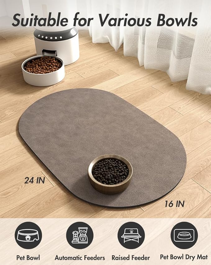 Absorbent Dog Water Mat for Food and Bowl - Quick Dry Pet Feeding Mat, No Stains, Accessories for Messy Drinkers