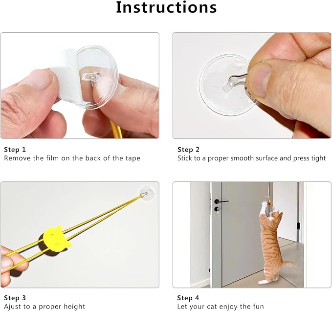 4 Bird Cat Wand Toy Refill for Indoor Cats, Interactive Birds Simulation Set,Door Hanging Feather Cat Toys String Wand Replacement Attachments