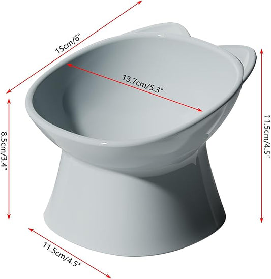 GKYZBB Elevated Cat Bowls, 15° Tilted Raised Cat Food Bowl Anti-Vomiting,Dog Kitten Food Dishes Pet for Cats and Small Dogs (Blue)