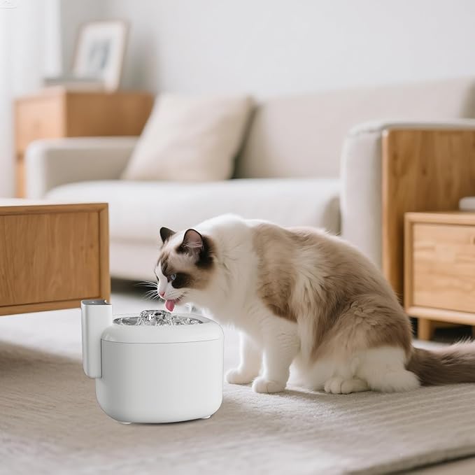 Pawinner Stainless Steel Cat Water Fountain, 1.8L Pet Water Fountain, Automatic Pet Water Dispenser, LED Water-Level Window, Ultra Quiet with Motion Sensor Cat Fountain for Drinking for Cats Indoor