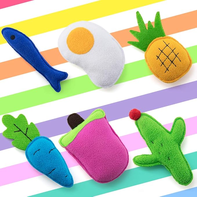 AWOOF Catnip Toys for Indoor Cats, 6 Pack Cat Chew Toys Plush Interactive Cat Kicker Toy for Indoor Kitten Exercise for All Breeds