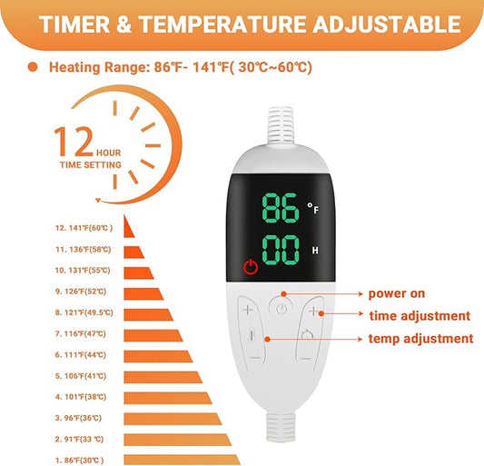 Pet Heating Pad for Dog Cats, Temperature Adjustable Pet Heated Bed with Timer, Cat Heating Pad Outdoor Indoor with Overheating Protection, Pet Warming Pad for Cat Dog House Outside