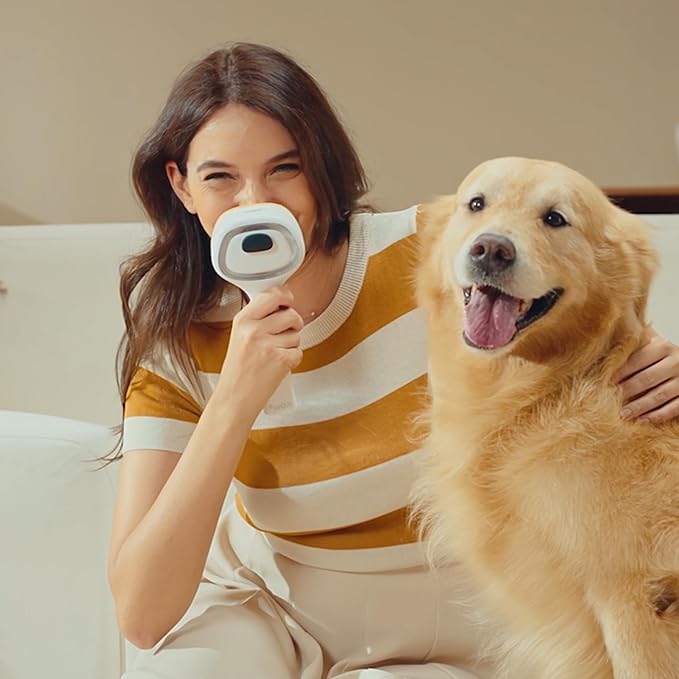 FURGO 3-in-1 Pet Steam Brush for Dogs & Cats – Reduces Static, Replaceable Heads, One-Touch Hair Ejection, Dog Spray Brush for Shedding Control(Long&Short)