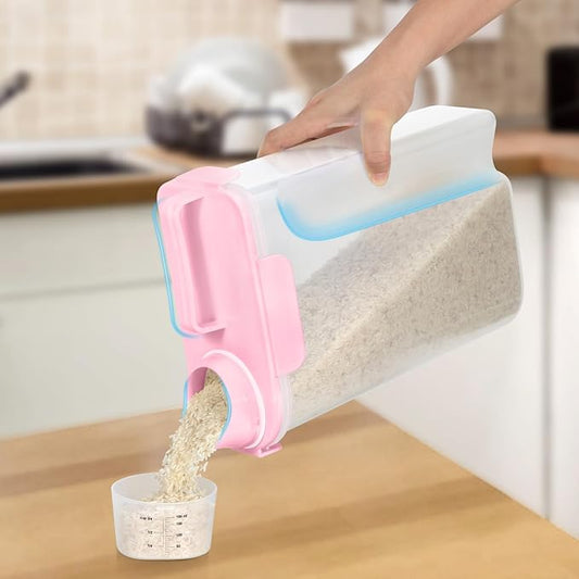 Rice Storage Container 10 Lbs, Pet Cat Dog Food Storage Container with Larger Spout and Cup, Airtight Cereal Containers Storage Food Cereal Dispenser, Kitchen and Pantry Organization Bin-Pink