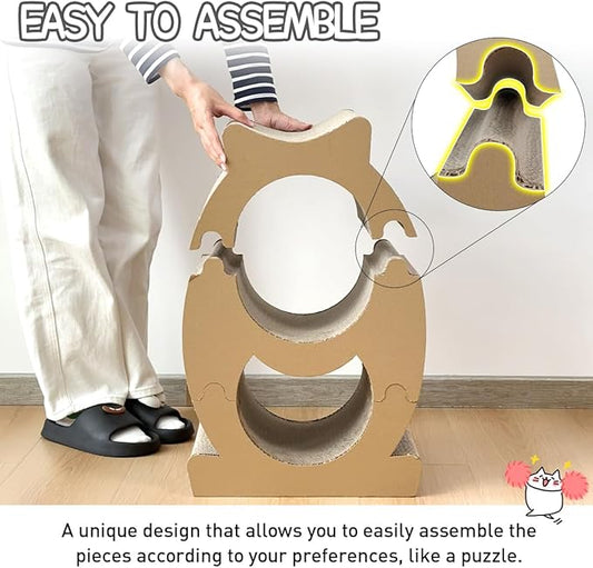 Lumizone Cat Scratcher Bed Lounge Cardboard Scratching Board for Indoor Cats Multi-Functional Freely Combine Scratch Pad Toy Durable Scratcher House