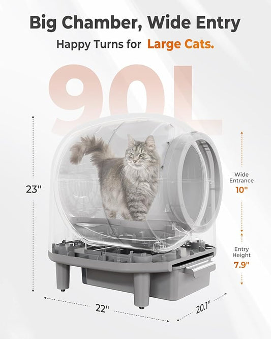 Self Cleaning Litter Box, 100L Automatic Litter Box Self Cleaning for Multiple Cats, Smart Litter Robot with APP Control, Trap Mat, Ramp, Large