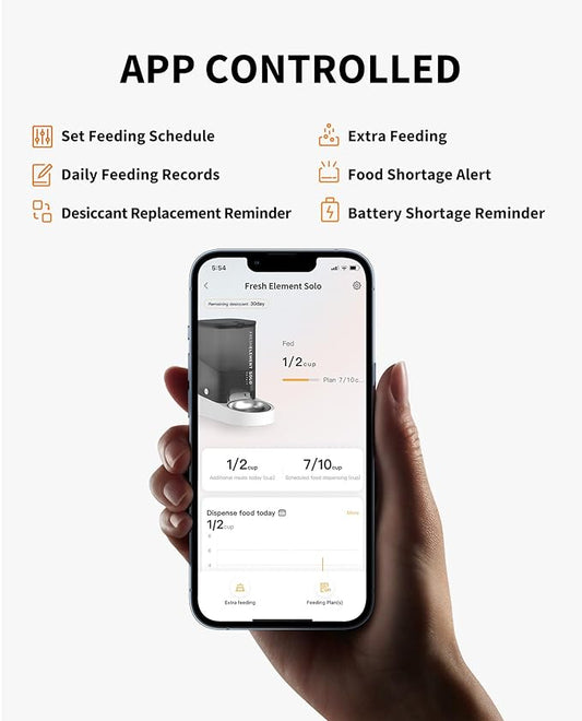 PETKIT Automatic Cat Feeder, 2.4G WiFi Automatic Dog Feeder, App Control Pet Food Dispenser with Triple Fresh-Lock System, Up to 10 Meals Per Day, Schedule Feeding, Food Shortage Alert, 3L Capacity