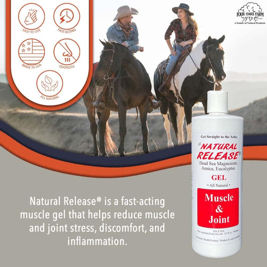 Natural Release Muscle Gel Treatment - Horse Liniment for Sore Muscles, Joint Pain, and Tendons