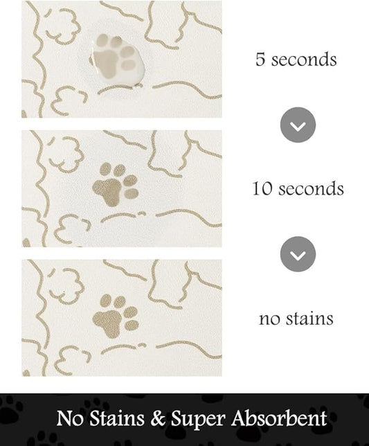 Pet Feeding Mat-Absorbent Dog Mat for Food and Water Bowl-No Stains Quick Dry Water Dispenser Mat-Dog Accessories Pet Supplies-Bowl for Messy Drinkers(FRAMEDOGS,23"x34"