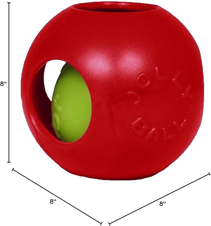 Jolly Pets Teaser Ball Dog Toy, Large/8 Inches, Red