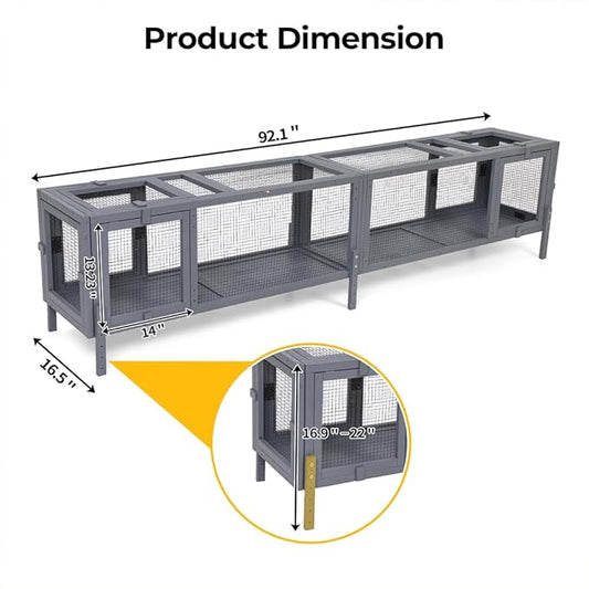 COZIWOW Wooden Cat Play Tunnel with Platforms | Configurable Window Catio | Multi-Combination Extendable Cat Run for Indoor/Outdoor Use | Small Pet Play Enclosure