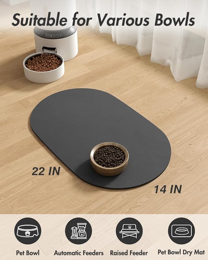 Absorbent Dog Food Mat-Dog Cat Mat for Food and Water Bowl, Quick Dry Pet Food Mat, No Stains Pet Feeding mat, Cat Accessories Pet Supplies-Water Bowl Mat for Messy Drinkers