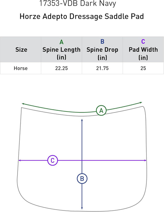 HORZE Adepto Quilted Quick-Dry Dressage Saddle Pad for Horses with Two-Tone Trim