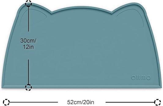 OHMO - Cat Food Mat, Silicone Pet Feeding Mat for Floor Non-Skid Waterproof Dog Water Bowl Tray, Easy to Clean Pet Placemat