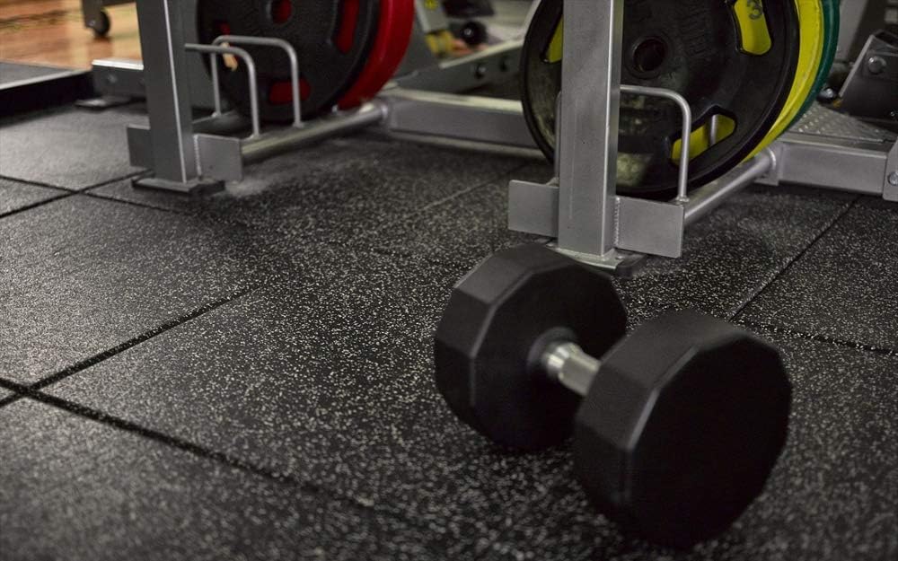 American Floor Mats - Extreme Rubber Gym Tiles - 1 Inch Thick Colorful Rubber Gym Tiles - Superior Shock and Sound Absorbing Tiles - 35% Orange/Grey/White 25 Tile Pack (Covers 100 Sq Ft)