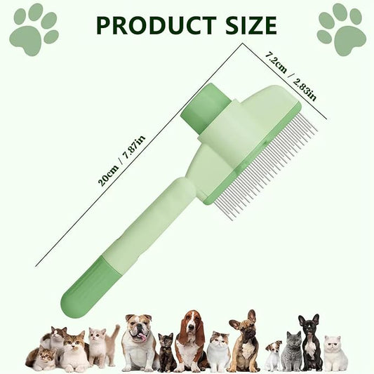 Self-Cleaning Cat & Dog Comb – 2-in-1 Pet Hair Removal with Stainless Steel Teeth, Easy Release Button, for Shedding, Detangling & Grooming