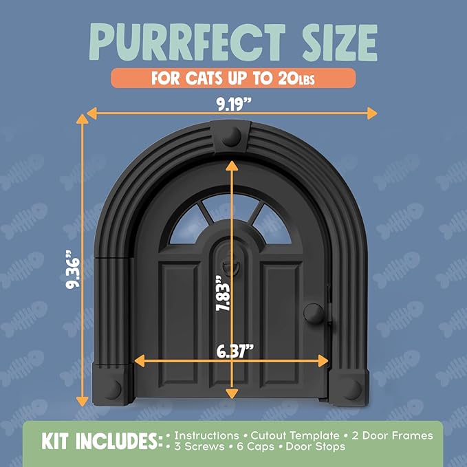 Meow Manor® Cat Door Interior Door - No-Flap, Interior Cat Door for Cats Up to 20 lbs, Easy DIY Setup, Secured Installation in Minutes, No Training Needed…