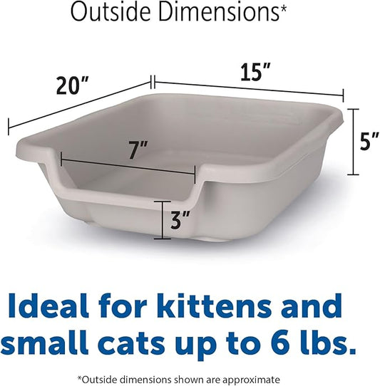 KittyGoHere Senior Cat Litter Box, Small Size, Misty Gray Color, Durable & Pet Safe Kitty Litter Box, Low 3" Entry and Lots More Room for Your Cats Comfort, Made in USA