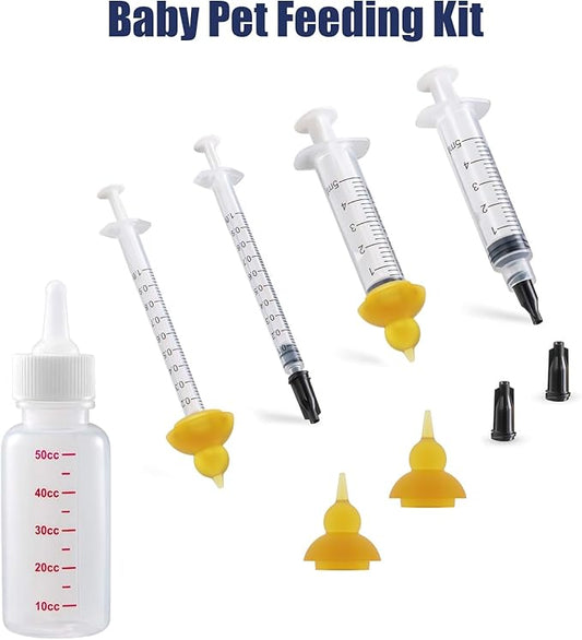 Kitten Bottle Feeding Kit, Pet Bottle, Silicone Nipples, 10 FR Feeding Tube, Pet Pill Shooter, Aspirator Bulb, Small Animal Feeding Supplies, for Tiny Animal, Kitten, Puppy, Rabbit, Squirrels