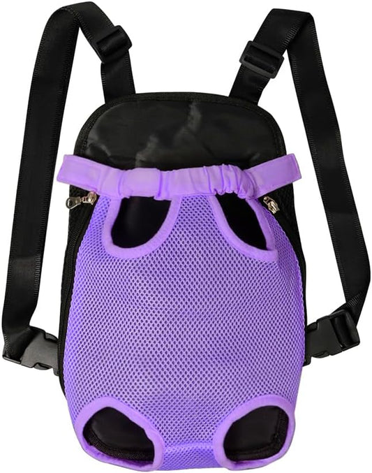FEimaX Dog Carrier Backpack Pet Legs Out Front Cat Travel Bag, Adjustable Puppy Backpacks Carriers Hands-Free for Small Medium Dogs Cats Hiking Traveling Camping Daily Walking (Medium, Purple)
