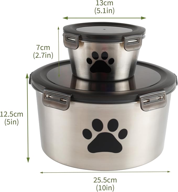 2Pack Cat Food Container, Reusable Can Cat Food Storage Container with Airtight Lid,Stainless Steel Pet Food Storage Containers,2 Cat Food Spoons for Dog Food Storing,Keep Canned Cats Food Fresh