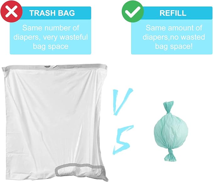 Cat Litter Pail Liner Refills Bags Compatible with Litter Champ Litter Pail, Green, Lightly Scented, 10 Pack