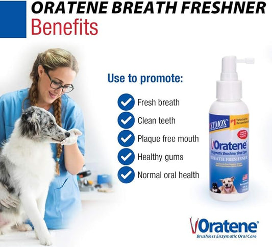 Zymox Oratene Brushless Oral Care Breath Freshener for Dogs and Cats, 4oz
