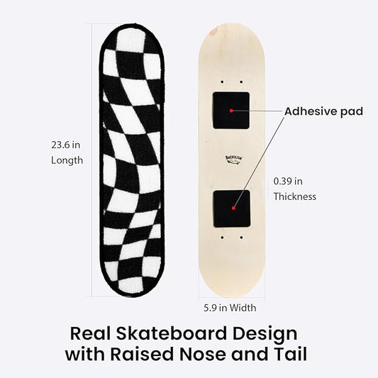 Wall Mounted Cat Scratching Board Skateboard Style (24"x6") - Reusable Wooden Board + Replaceable Cat Scratcher Map with Mounted Setup