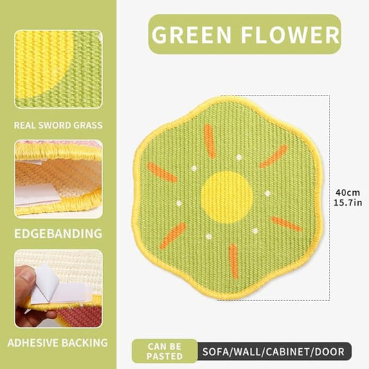 Sisal Cat Scratching Mat – Anti Scratch Furniture Protector for Walls, Couches, Cabinets, Doors & Carpet, 15.7x15.7 Inch, Shedding-Resistant Cat Scratcher with Hook and Loop Fastener (Light Green)