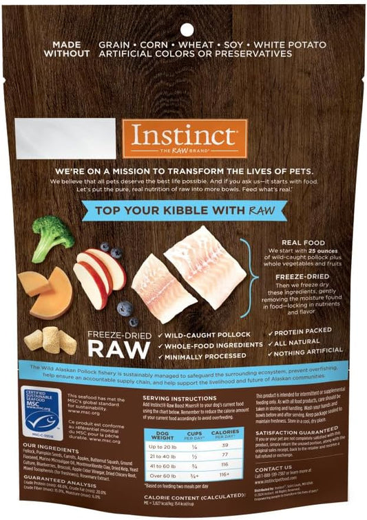 Instinct Raw Boost Mixers, Freeze Dried Dog Food Topper, Grain Free - Wild Caught Pollock, 12.5 oz. Bag