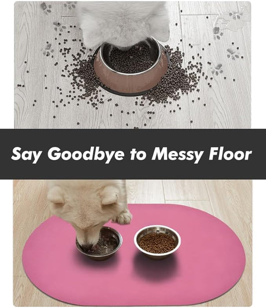 Absorbent Dog Food and Water Bowl Mat - Quick Dry, No Stains Feeding Mat for Messy Drinkers - Pet Supplies Accessories