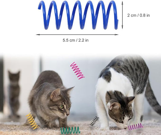 12PCS 12Colors Cat Spring Toys for Indoor Cats, Interactive Coil Springs for Self Play, Durable Heavy Plastic Cat Spiral Spring, Hunting, Biting, Swatting Creative Kitten Toy.