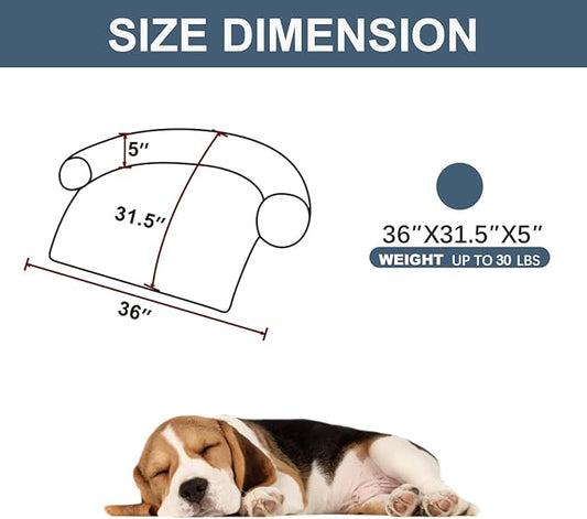 Calming Dogs/Cats Bed Mats, Dog Pad Washable Removable Couch Cover, Plush Long Fur Mat for Pets, Waterproof Lining, Perfect for Small, Medium and Large Dogs and Cats (Navy Blue, 36"x31")