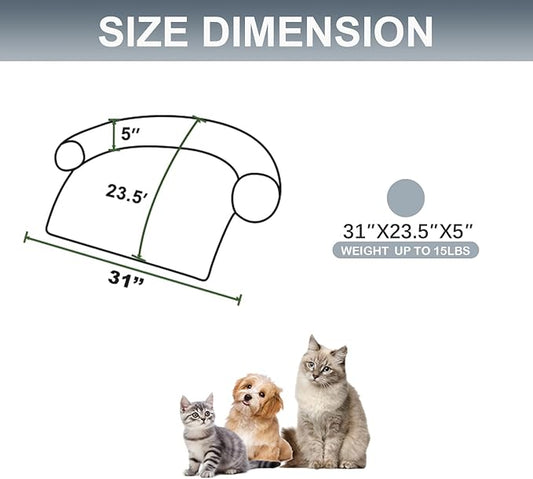 Calming Dogs/Cats Bed Mats, Dog Pad Washable Removable Couch Cover, Plush Long Fur Mat for Pets, Waterproof Lining, Perfect for Small, Medium and Large Dogs and Cats (Gradient Gray, 31"x23")