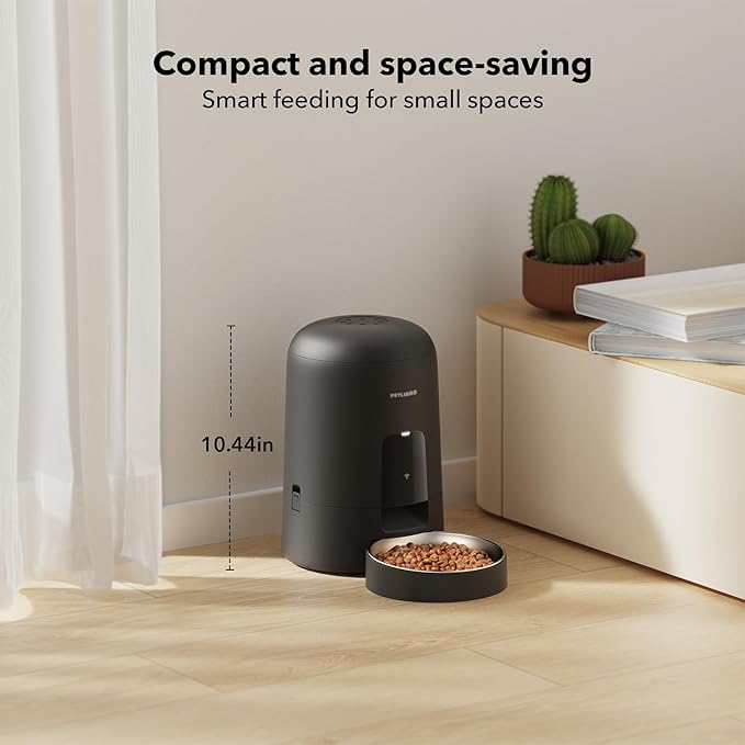 PETLIBRO Automatic Cat Feeder, Wi-Fi Rechargeable Cats Food Dispenser Battery-Operated with 30-Day Life, AIR 2.4G Wi-Fi Timed Pet Feeder for Cats & Dogs, 2L Auto Cat Feeder, Black