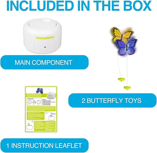 ALL FOR PAWS Interactive Motion Activated Butter-Fly Cat Toys,Flutter Bug Cat Toy,Flutter Rotating Kitten Toys,Cat Toys Interactive for Indoor Cats with 2 Replacements