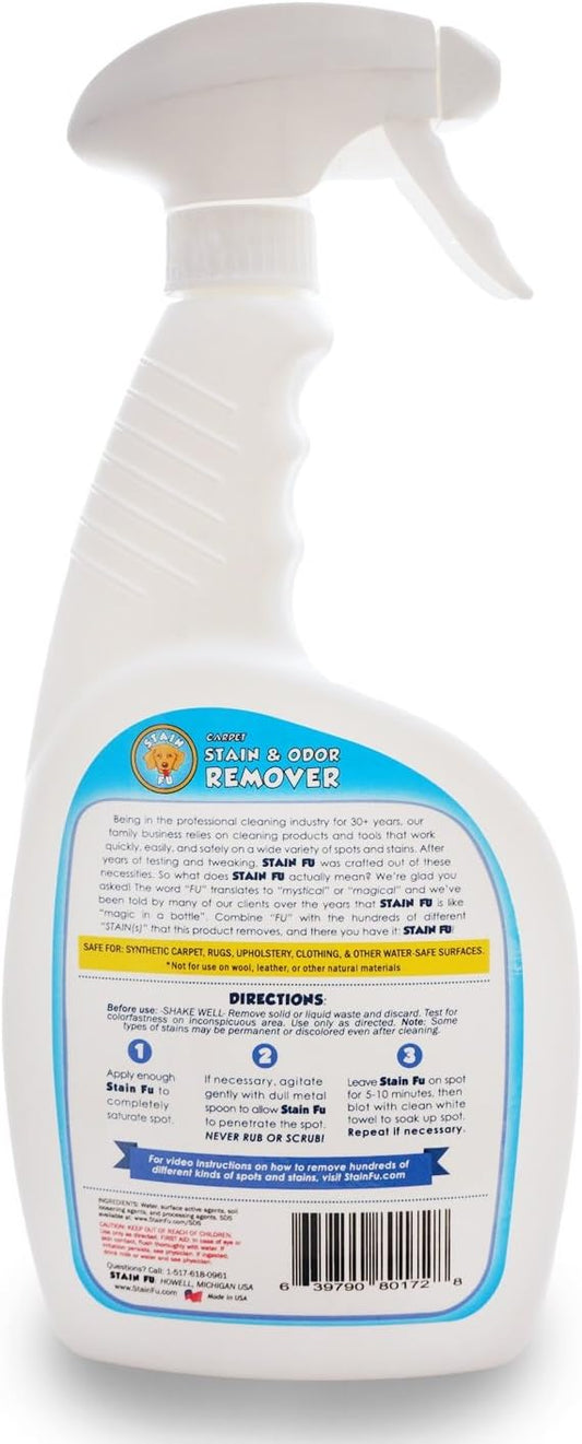 Pro Strength Carpet Odor & Stain Remover Works Like Magic in a Bottle on Tough Urine Feces Vomit and Even red Wine Too! 24 fl.oz