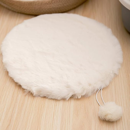 SHENGOCASE 2-Pack 13.8" Round Faux Rabbit Fur Cat Dog Bed Cushion Pad Mat, Cat Tree Tower Replacement Cushion Pad for Window Perch Carrier House Cage Crate Kennel Furniture