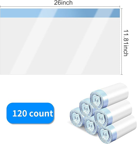 120 Count Extra Large Cat Litter Box Liners, Cat Litter Waste Receptacles Bags for Cleanpethome Self Cleaning Litter Box