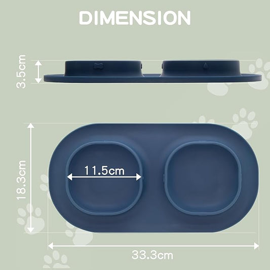 Dog Food Bowls Pet Bowls & Dog Water Bowls with No-Spill and Non-Skid, Feeder Bowls with Dog Bowl Mat for Small Medium Large Size Dogs Cats Puppy Pets, Dog Dishes (Blue)