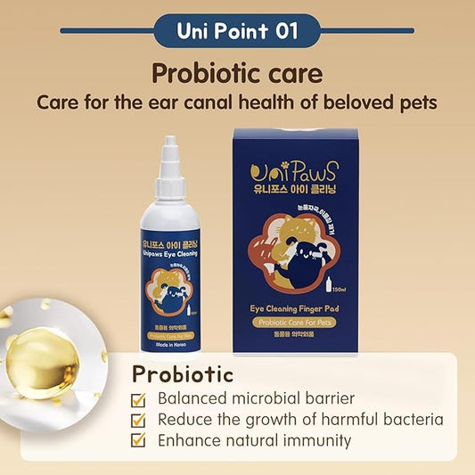 UNIPAWS Pet Tear Stain Remover & Eye Area Cleaner – Vet-Recommended Grooming Solution for Dogs & Cats – Reduces Stains, Comforts Watery, Itchy Eyes – Probiotic & Plant-Based Formula, 5.1 fl oz