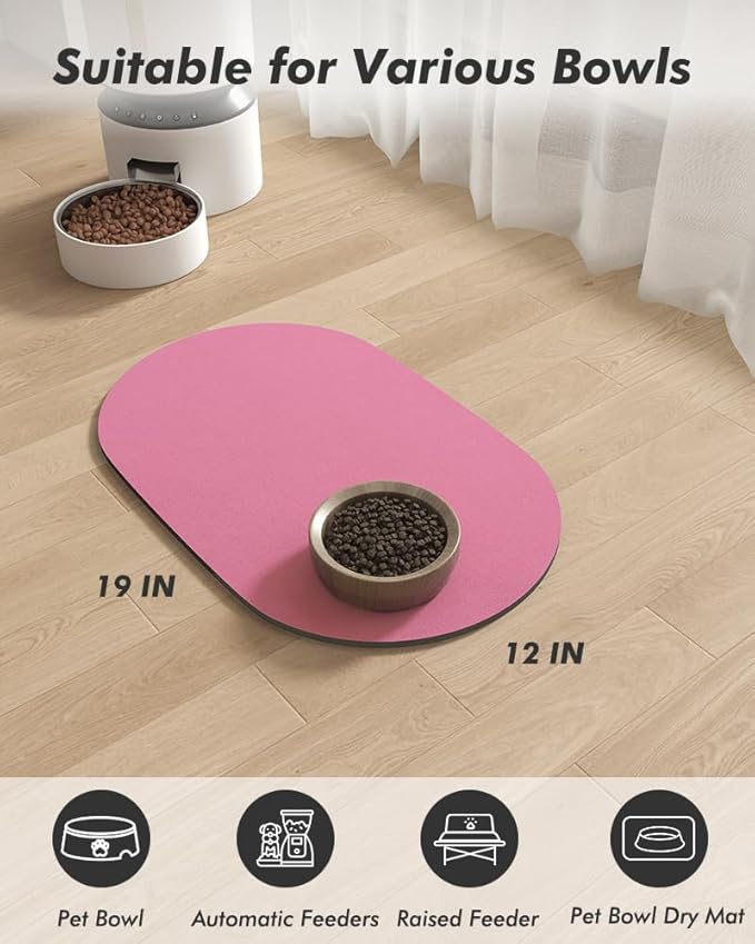 Absorbent Dog Food and Water Bowl Mat - Quick Dry, No Stains Feeding Mat for Messy Drinkers - Pet Supplies Accessories