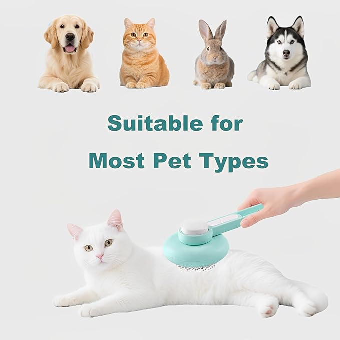 Cat Hair Brush, Cat Brush for Shedding, Suitable for Long and Short Haired Cats and Dog, Green