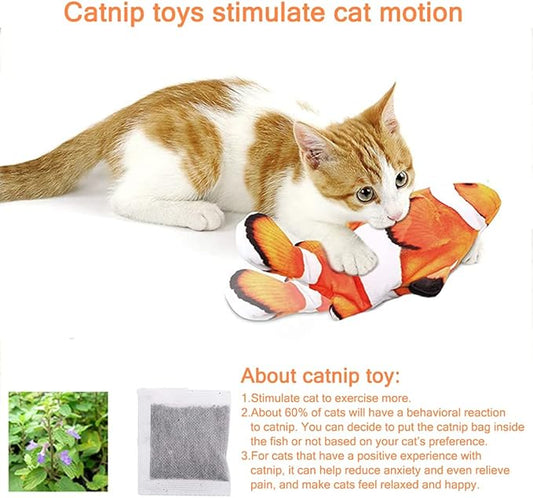 Tocirelo Cat Toy Flopping Fish - Interactive Cat Toy for Indoor Bored Cats, Automatic Moving Floppy Fish Dog Toy, 11" Realistic Electric Kitten Kicker Exercise Stuff with Catnip SilverVine