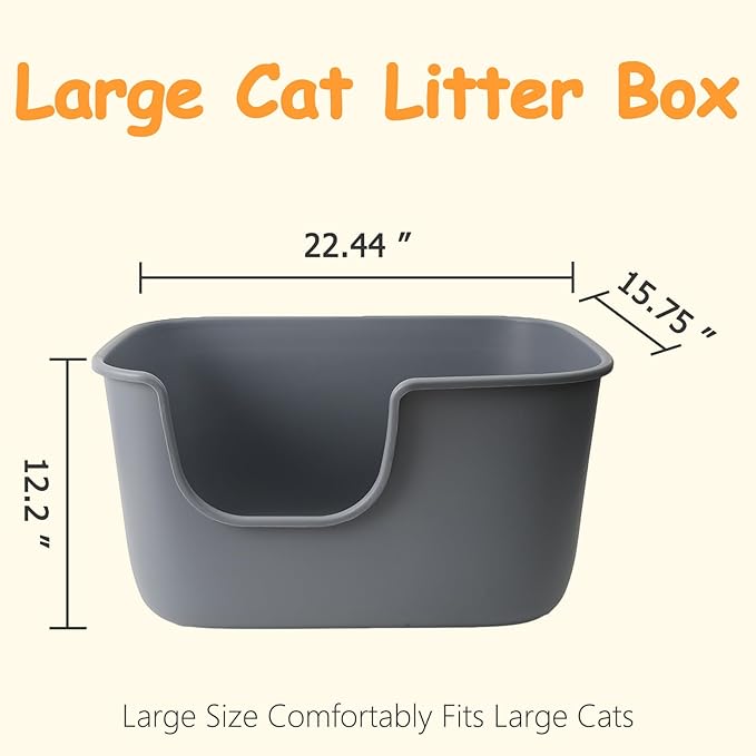 SpaceTime Extra Large Litter Box with High Sides & Low Entry,XL Anti-Splashing Kitty Litter Pan,Jumbo Multi Cat Litter Box,Tool-Free Assembly,Easy to Clean (Green)