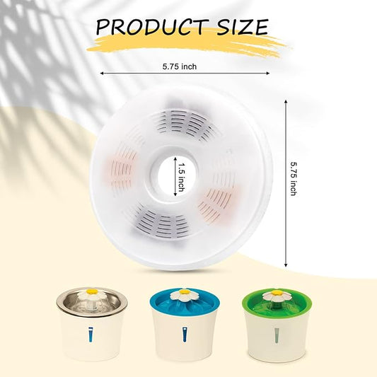 3/6/9 Pack Cat Water Fountain Filters Compatible with Catit Fountains, Petilog Carbon and Ion Exchange Resin Pet Fountain Filter Replacmence (6)