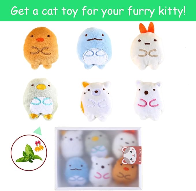 6 Pack Catnip Toys for Indoor Cats β Plush Chew & Kick Toys for Kittens and Adults β Catnip Stuffed Soft Cat Toys for Exercise, Anxiety Relief & Interactive Play
